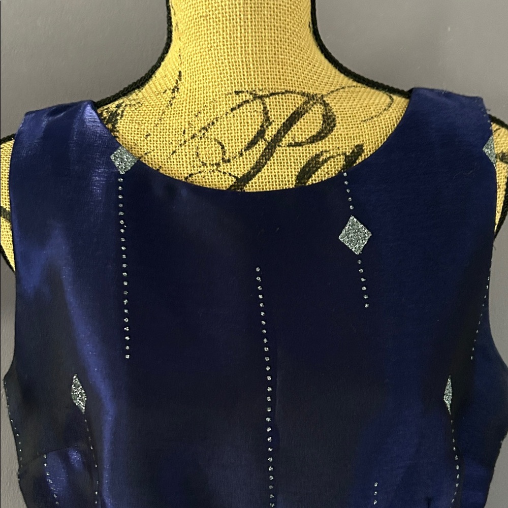 Elegant Navy Sleeveless Dress - Picture 2 of 16